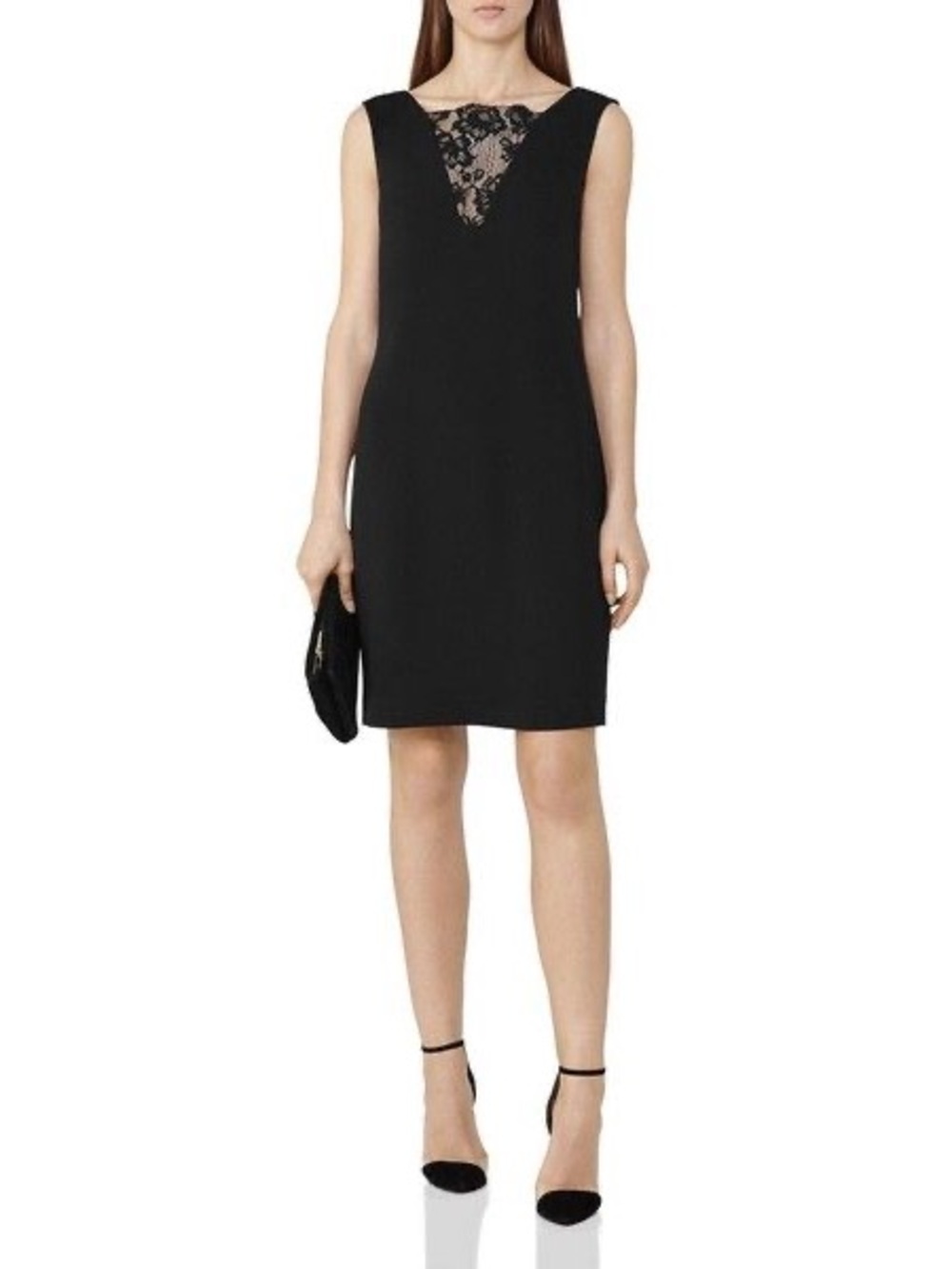 Reiss Caitlyn Shift Dress w/Lace and Chain